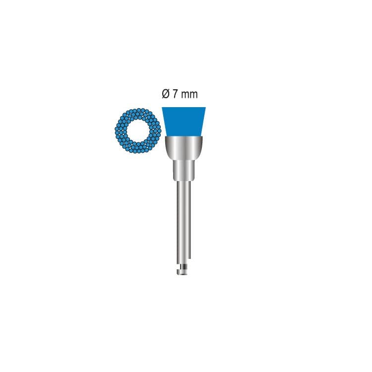 SMART Prophy brush Ø 7mm cup, blue nylon hard RA – oficiali Falcon Medical produkto nuotrauka