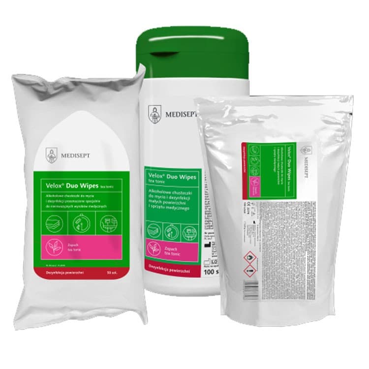 Velox® Wipes Alkoholowe chusteczki refill bag with 100 wipes 13 x 20 cm 23 g/m2 – oficiali Falcon Medical produkto nuotrauka