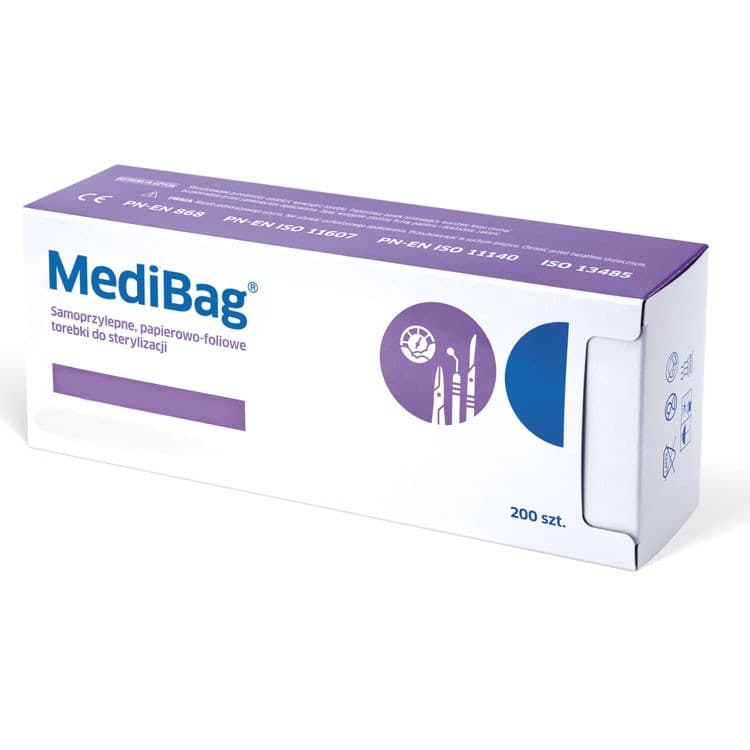 Medibag Sterilization pouches 57 x 70mm (Pack of 200 pieces) – oficiali Falcon Medical produkto nuotrauka