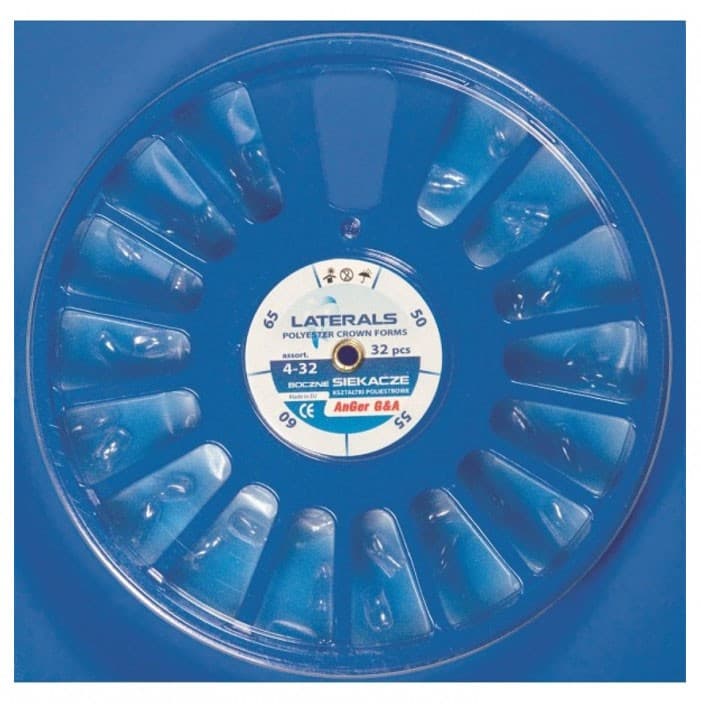 Polyester crown forms set lower Incisors lateral, 50,55,60,65 (32 pieces) – oficiali Falcon Medical produkto nuotrauka