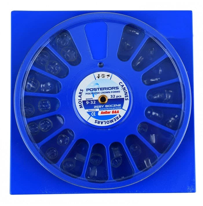 Polyester crown forms set, premolars, molars, canines (32 pieces) – oficiali Falcon Medical produkto nuotrauka