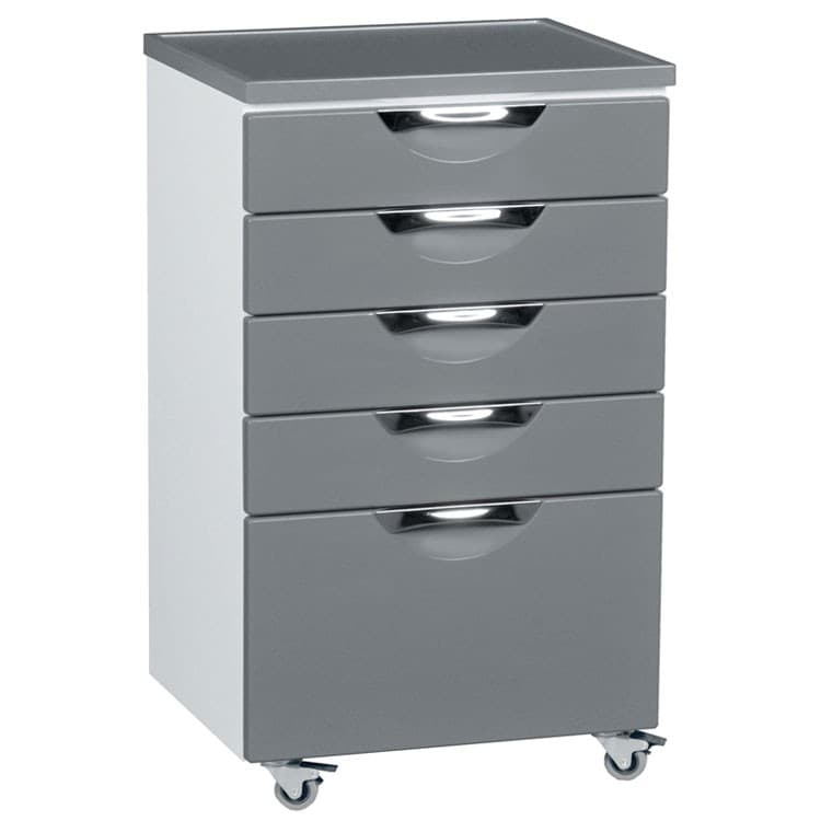 Dental mobile cabinet with 5 drawers 500 x 425 x 835mm, Silver – oficiali Falcon Medical produkto nuotrauka