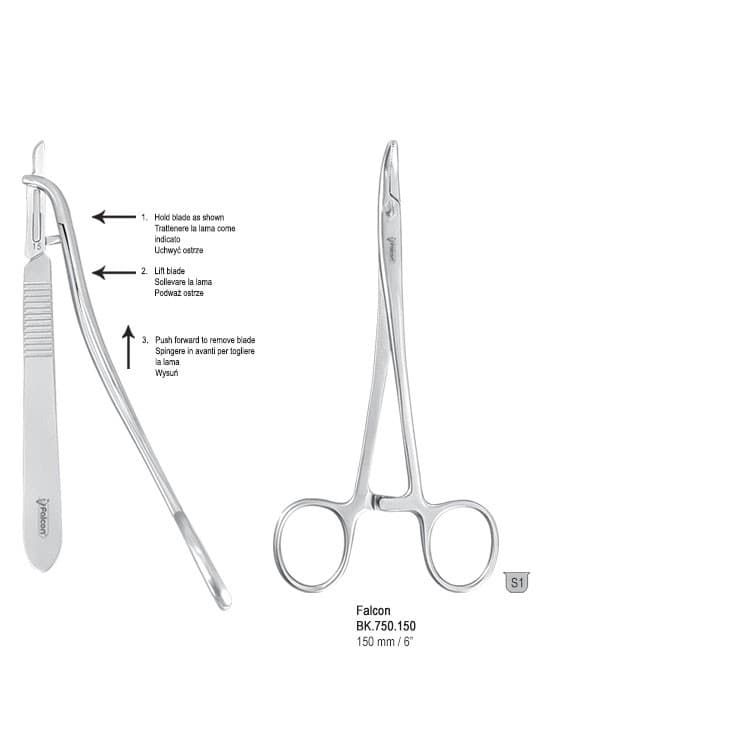 Falcon blade removing forceps 150mm – oficiali Falcon Medical produkto nuotrauka
