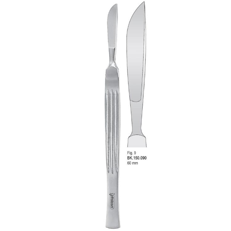 Scalpel stainless steel 60mm blade fig. 9 – oficiali Falcon Medical produkto nuotrauka