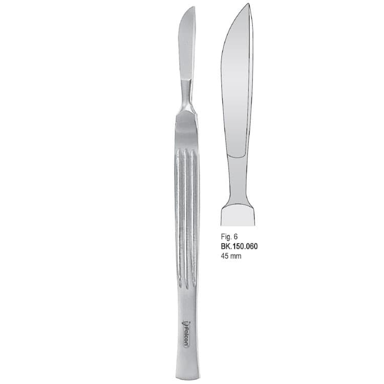 Scalpel stainless steel 45mm blade fig. 6, 165mm – oficiali Falcon Medical produkto nuotrauka