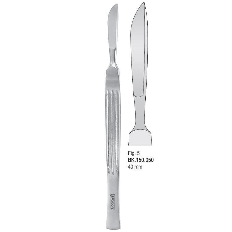 Scalpel stainless steel 40mm blade fig. 5, 160mm – oficiali Falcon Medical produkto nuotrauka