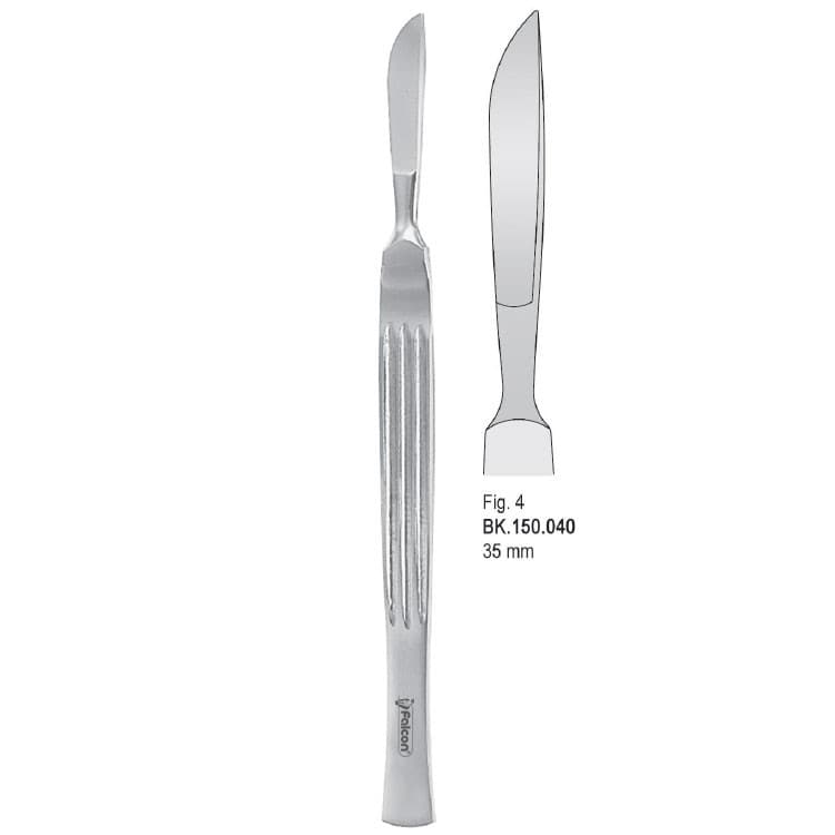 Scalpel stainless steel 35mm blade fig. 4, 150mm – oficiali Falcon Medical produkto nuotrauka