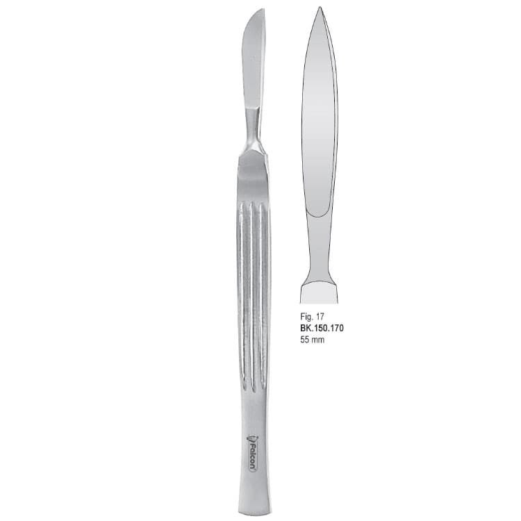Scalpel stainless steel pointed 55mm blade fig. 17 – oficiali Falcon Medical produkto nuotrauka
