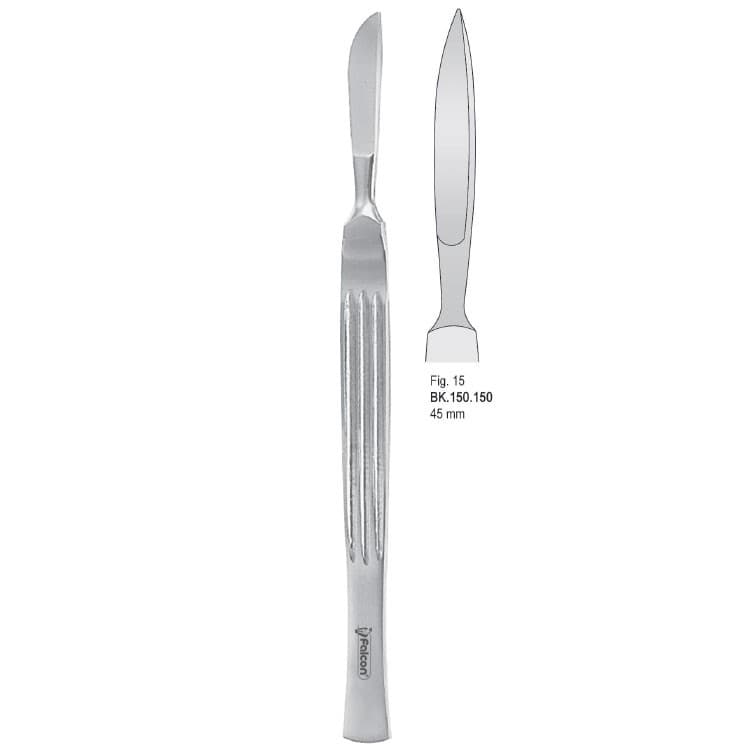 Scalpel stainless steel pointed 45mm blade fig. 15 – oficiali Falcon Medical produkto nuotrauka