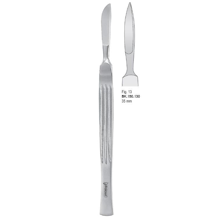 Scalpel stainless steel pointed 35mm blade fig. 13 – oficiali Falcon Medical produkto nuotrauka