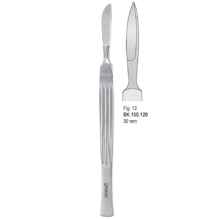 Scalpel stainless steel pointed 30mm blade fig. 12 – oficiali Falcon Medical produkto nuotrauka