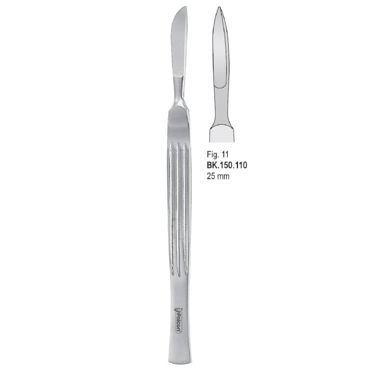 Scalpel stainless steel pointed 25mm blade fig. 11 – oficiali Falcon Medical produkto nuotrauka