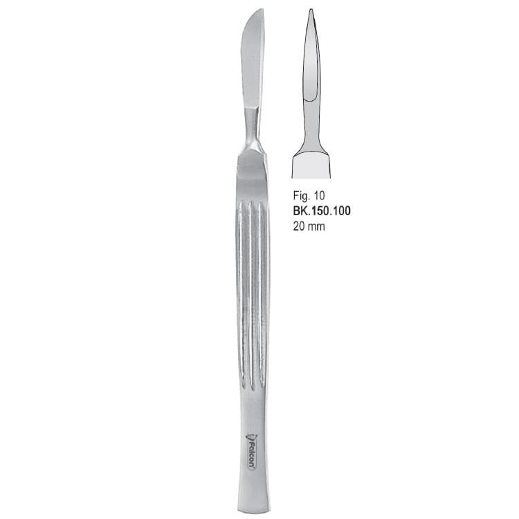 Scalpel stainless steel pointed 20mm blade fig. 10 – oficiali Falcon Medical produkto nuotrauka