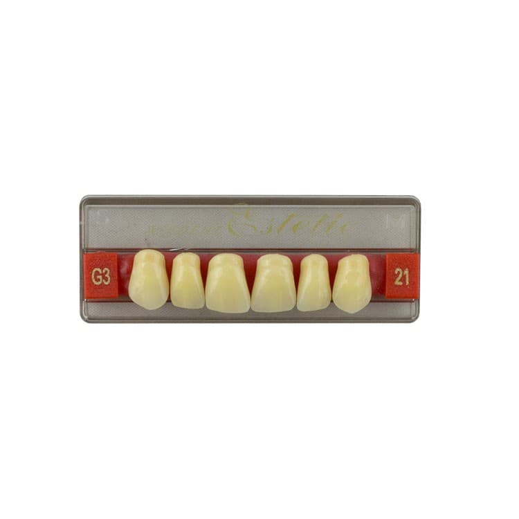 Acrylic teeth upper anteriors no 21, color G3, 6 pieces – oficiali Falcon Medical produkto nuotrauka