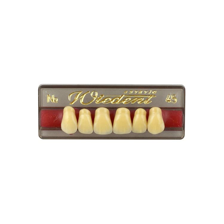 Acrylic teeth upper anteriors no 45, color N2, 6 pieces – oficiali Falcon Medical produkto nuotrauka