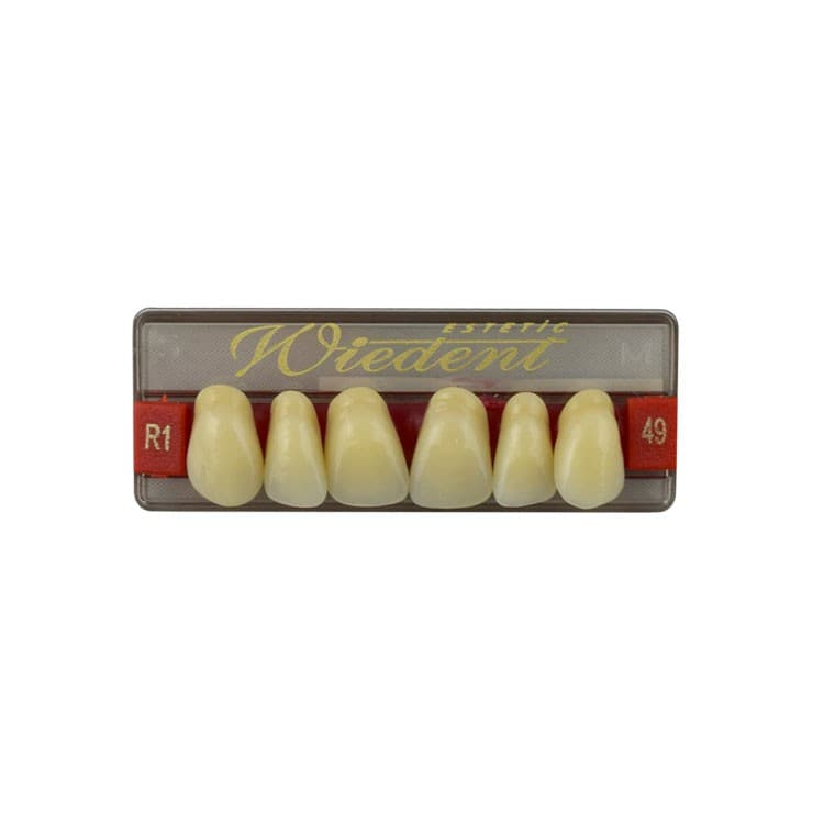 Acrylic teeth upper anteriors no 49, color R1, 6 pieces – oficiali Falcon Medical produkto nuotrauka