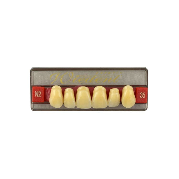 Acrylic teeth upper anteriors no 35, color N2, 6 pieces – oficiali Falcon Medical produkto nuotrauka