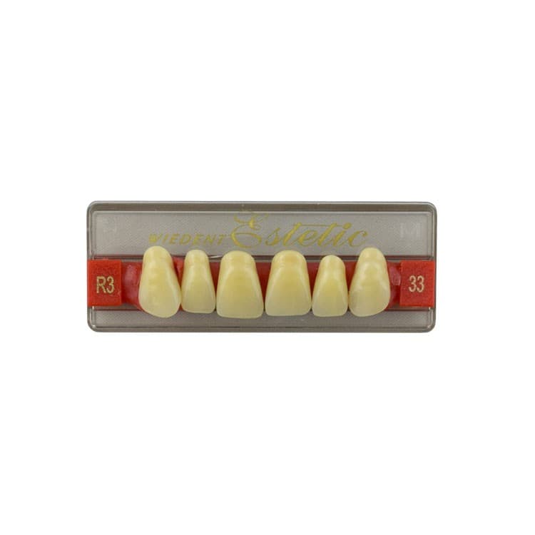 Acrylic teeth upper anteriors no 33, color R3, 6 pieces – oficiali Falcon Medical produkto nuotrauka