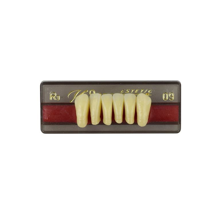 Acrylic teeth lower anteriors no 09, color R3, 6 pieces – oficiali Falcon Medical produkto nuotrauka