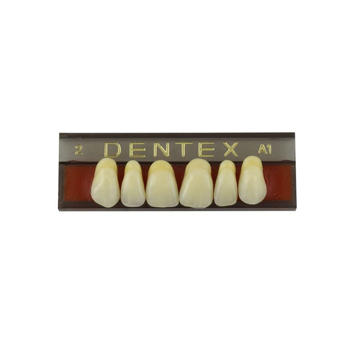 Acrylic teeth upper anteriors no 2, color A1, 6 pieces – oficiali Falcon Medical produkto nuotrauka