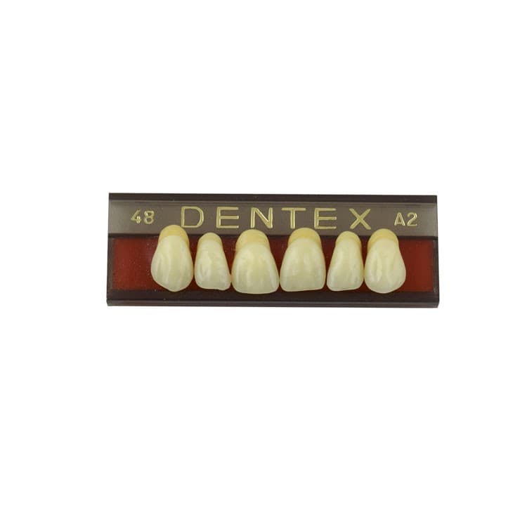Acrylic teeth upper anteriors no 48, color A2, 6 pieces – oficiali Falcon Medical produkto nuotrauka