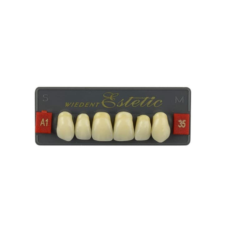 Acrylic teeth upper anteriors no 35, color A1, 6 pieces – oficiali Falcon Medical produkto nuotrauka