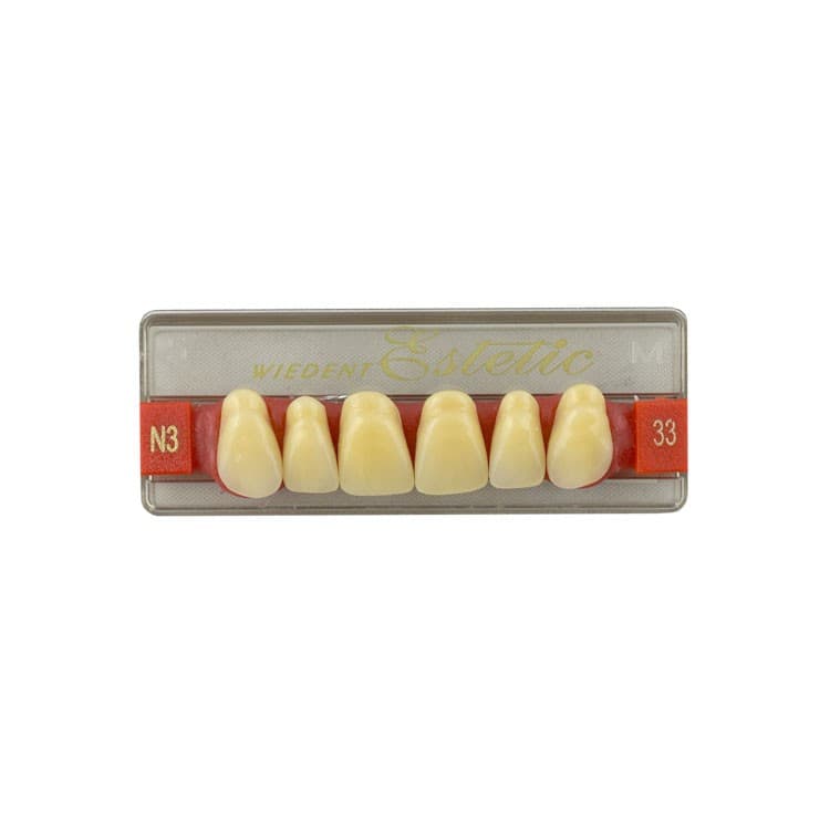 Acrylic teeth upper anteriors no 33, color N3, 6 pieces – oficiali Falcon Medical produkto nuotrauka