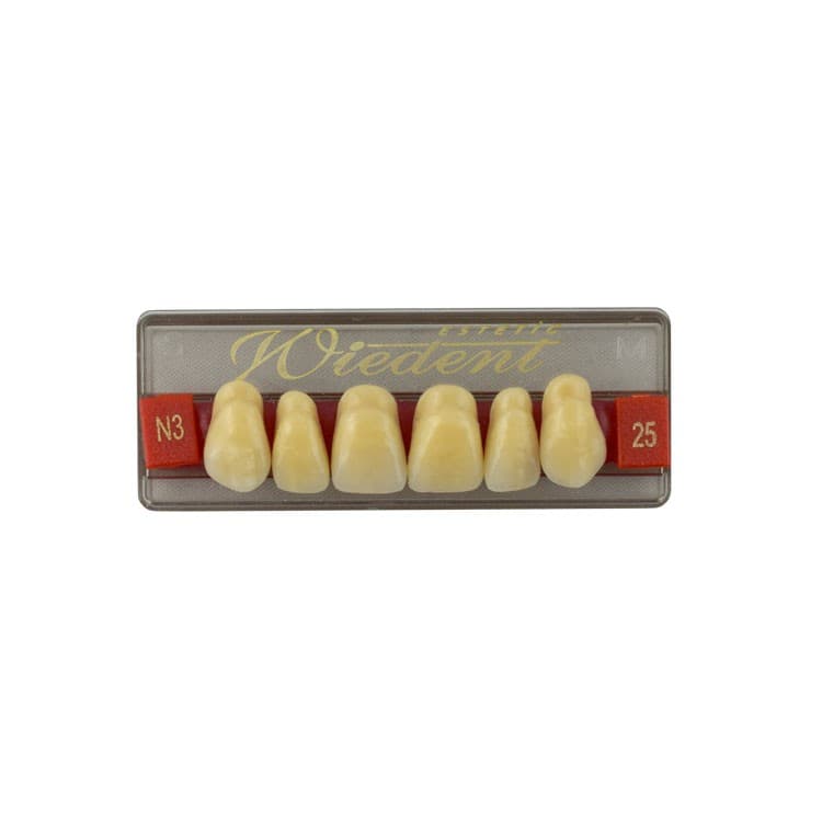 Acrylic teeth upper anteriors no 25, color N3, 6 pieces – oficiali Falcon Medical produkto nuotrauka