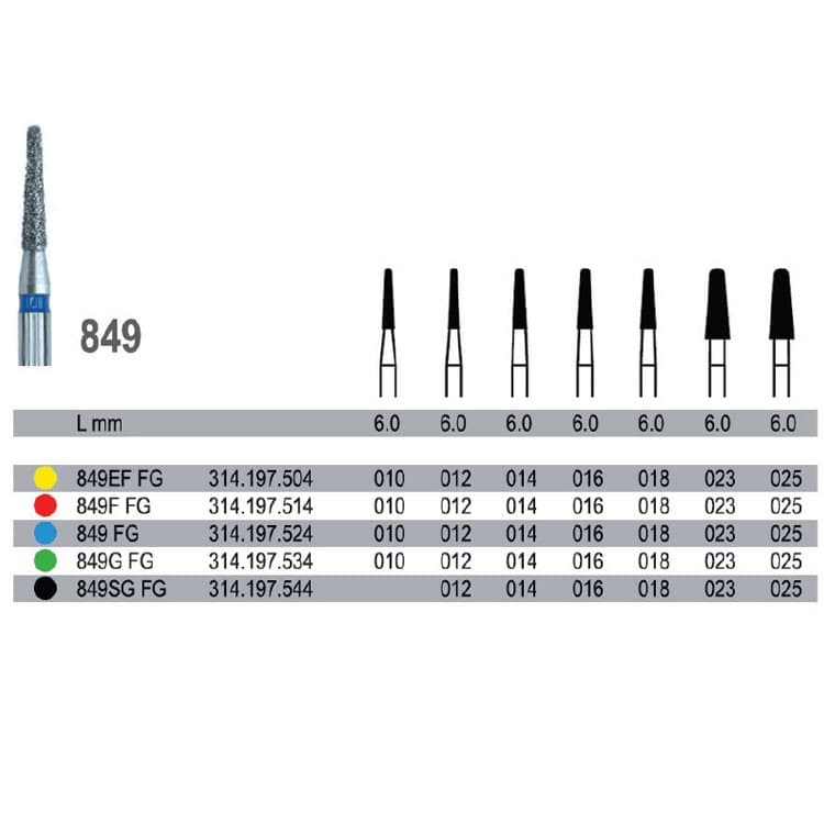 Diamond bur FG coarse grit, 849G.314.197.534.018 – oficiali Falcon Medical produkto nuotrauka