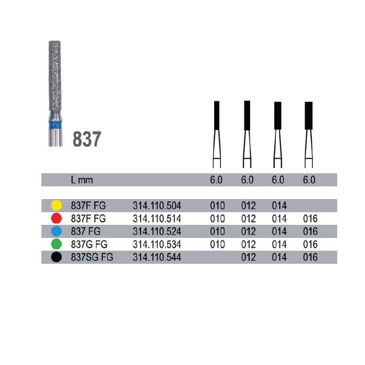 Diamond bur FG medium grit, 837.314.110.524.012 – oficiali Falcon Medical produkto nuotrauka