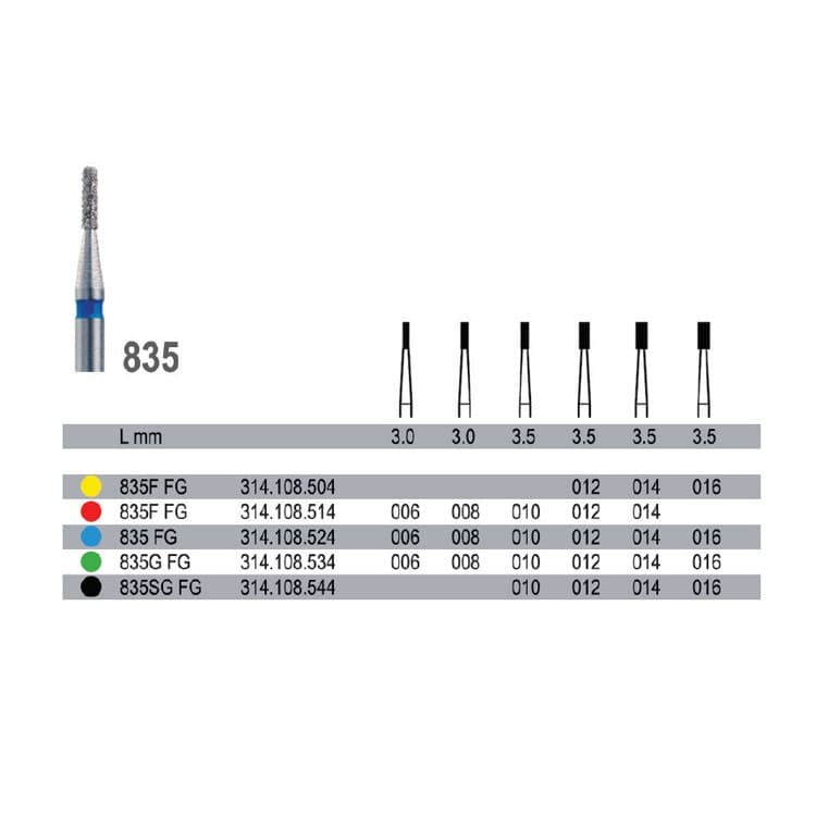 Diamond bur FG medium grit, 835.314.108.524.010 – oficiali Falcon Medical produkto nuotrauka