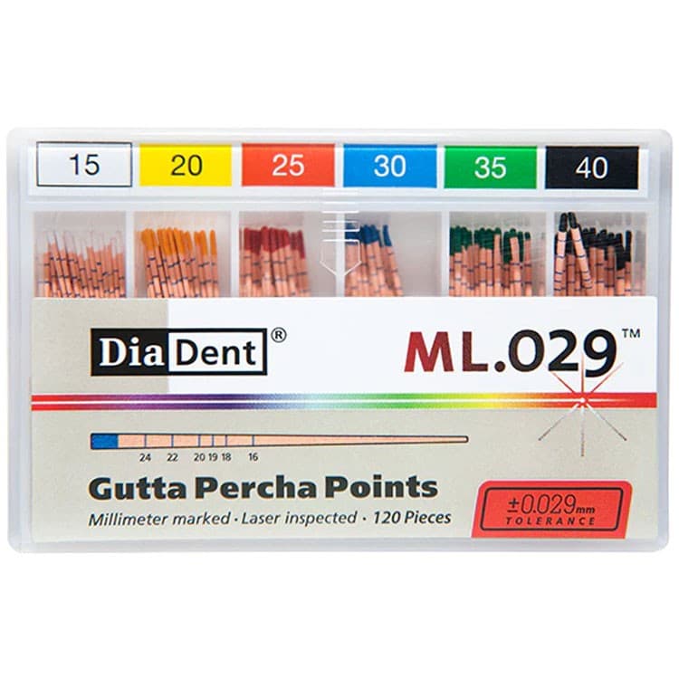 Diadent Gutta Percha points ML.029 ISO # 25 (120 pieces) – oficiali Falcon Medical produkto nuotrauka