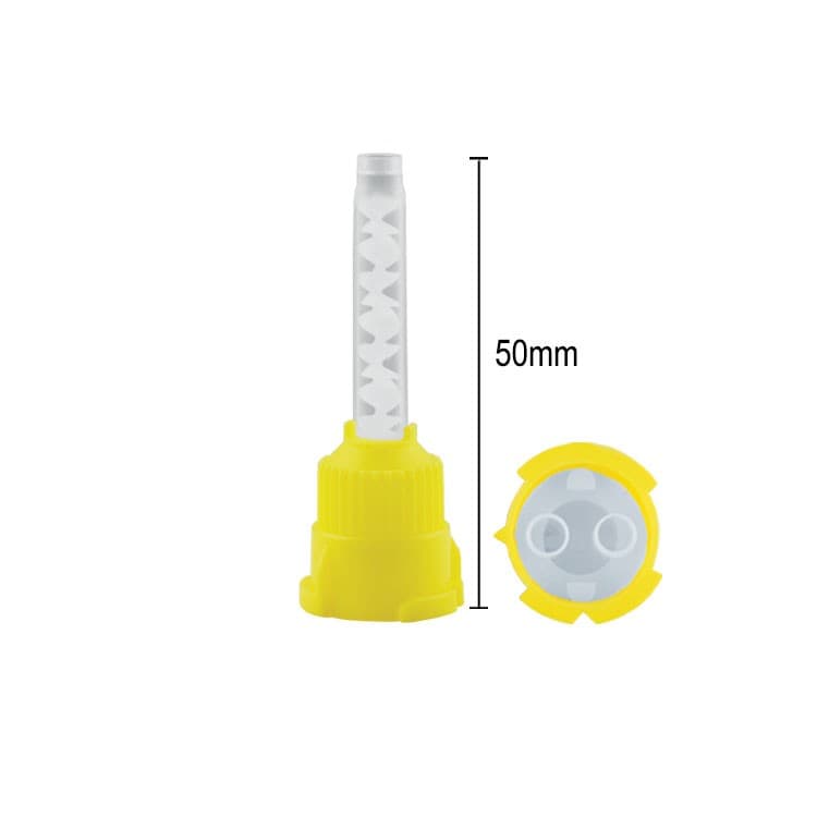 DENTALINE Mixing tips small yellow 50mm, 1:1 ratio (Pack of 50 pieces) – oficiali Falcon Medical produkto nuotrauka