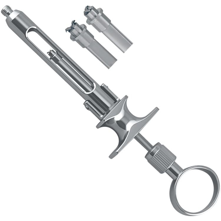 Brass Series Syringe manual aspirating Trio folding 1.8ml. Metric – oficiali Falcon Medical produkto nuotrauka