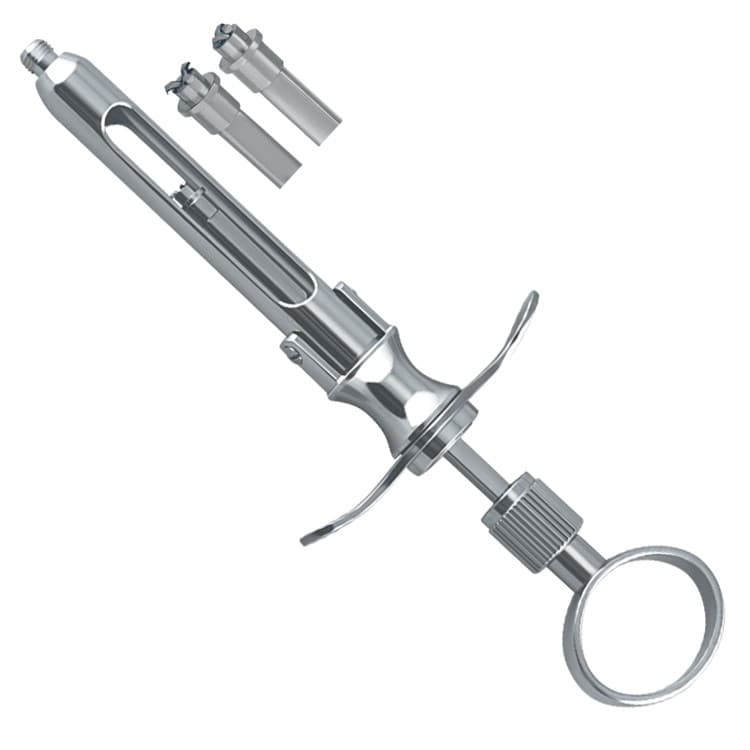 Brass Series Syringe manual aspirating Trio folding 1.8ml. metric – oficiali Falcon Medical produkto nuotrauka