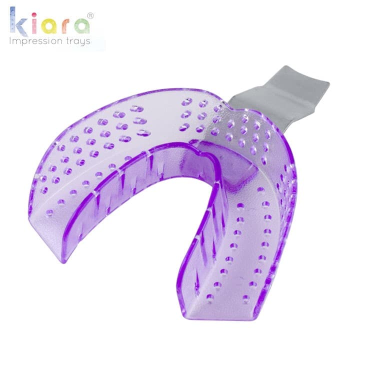 DENTALINE disposable impression trays dentate lower x-large fig. 10 (Transparent Purple) (Pack of 15) – oficiali Falcon Medical produkto nuotrauka