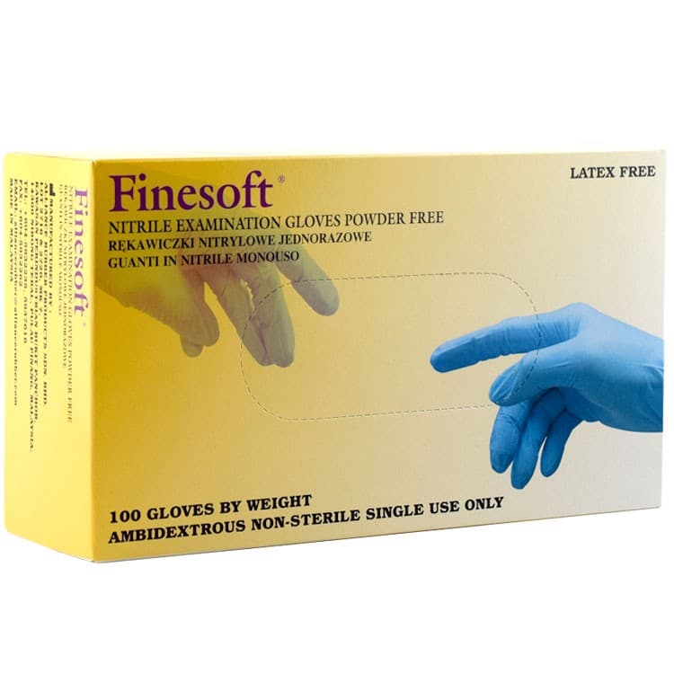 Finesoft Nitrile gloves blue powder free size L (box of 100 gloves) – oficiali Falcon Medical produkto nuotrauka