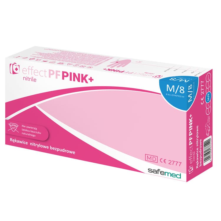 Nitrile gloves Effect Pink + powder free size S (box of 100 gloves) – oficiali Falcon Medical produkto nuotrauka