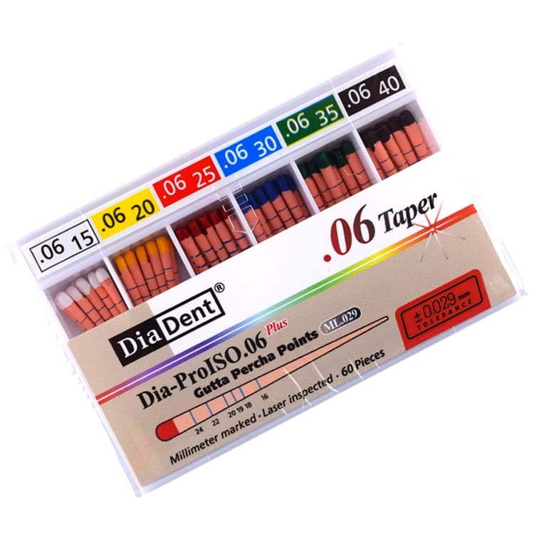 Diadent Gutta Percha points Dia ProISO .06 taper ISO # 25 (60 pieces) – oficiali Falcon Medical produkto nuotrauka