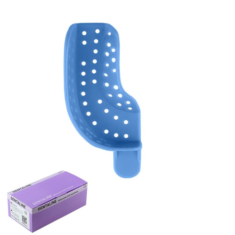 DENTALINE Disposable impression trays light blue, partial upper left / lower right fig. 22 (Pack of 25 pieces) – oficiali Falcon Medical produkto nuotrauka