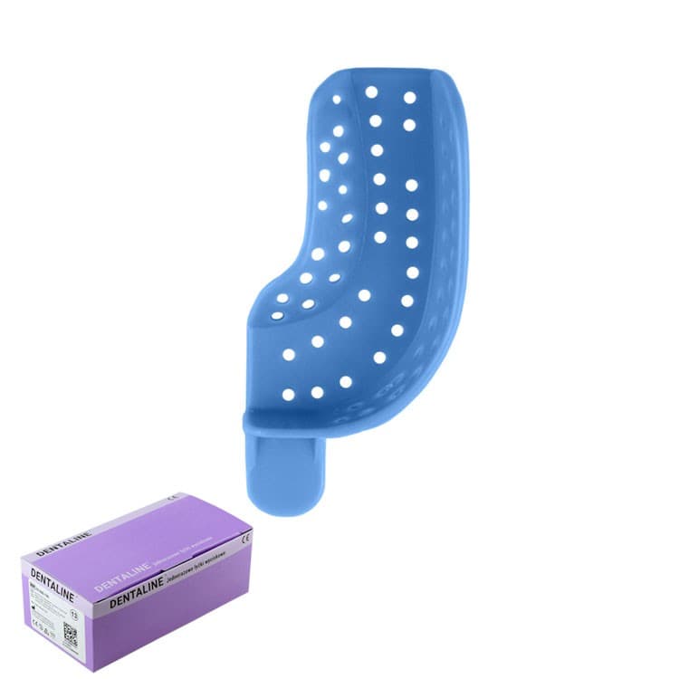 DENTALINE Disposable impression trays light blue, partial upper right / lower left fig. 21 (Pack of 25 pieces) – oficiali Falcon Medical produkto nuotrauka