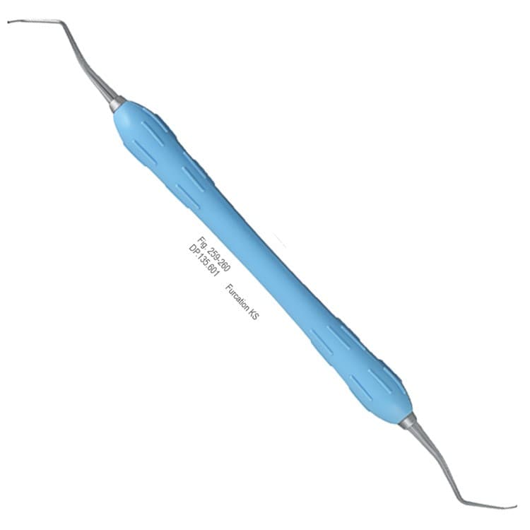 Easy-Color Curette Furcation KS de fig. 259-260 (light blue) – oficiali Falcon Medical produkto nuotrauka